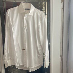 Brandolini Mens White Dress Shirt Long Sleeve Size 42/16.5